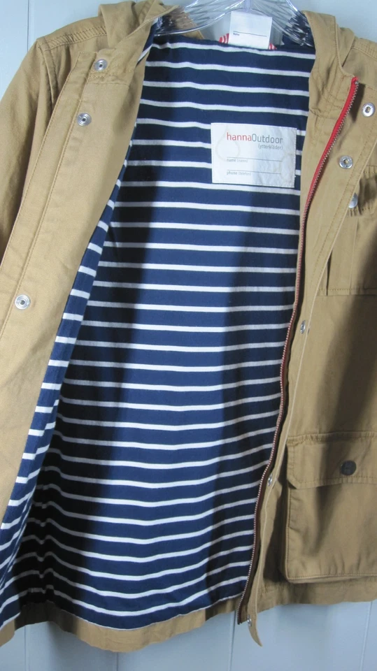 Hannah Anderson Jacket Boys 140 Brown Canvas Hood Lined Pockets Outdoor Chore - Image 4 of 4