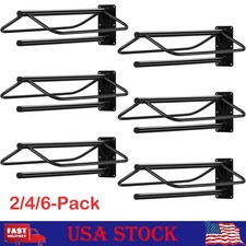 2/4/6Pack Wall Mounted Saddle Rack w/Double Bar Heavy Duty Steel Saddle Stand
