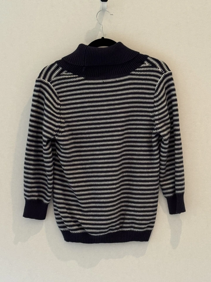 Suéter pulôver feminino Izod GRANDE azul branco colarinho Preppy Academia Classic - Imagem 2 de 4