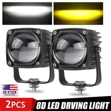 2X LED Work Light Bar Offroad White Amber Driving Fog Lamp Spot Pods ATV SUV UTV