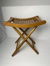 Vtg Mid Century Modern Nevco Wood Slat Folding Camping Stool Yugoslavia