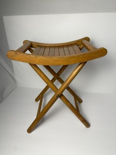 Vtg Mid Century Modern Nevco Wood Slat Folding Camping Stool Yugoslavia