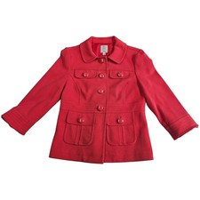 Halogen Womens Red Textured Button Front 4-Pocket Blazer Jacket Size S HA213213