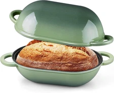 Heavy Duty - Red, Oval Meatloaf Pan, 2.8QT Dutch Oven Pot with Lid for Sour