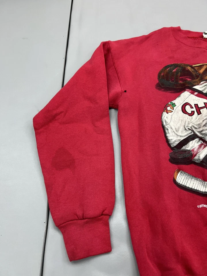 Suéter De Colección Chicago Blackhawks Cuello Redondo Para Hombres Grande NHL Hockey Años 90 Foto 4 de 4