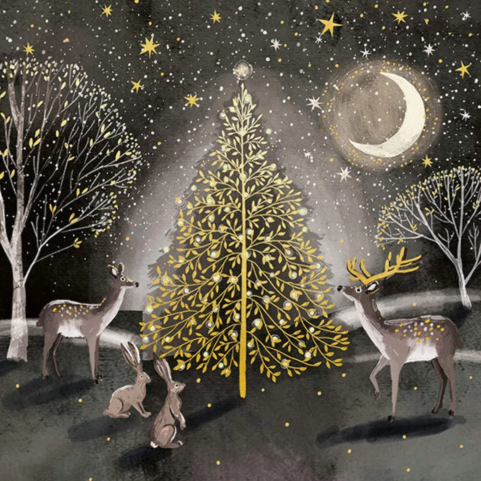 ST ANN'S HOSPICE ONLINE SHOP 'Golden Tree' Pack of 10 Charity Christmas Greetings Cards