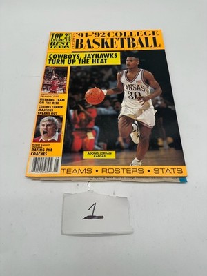 Peterson's 91-92 College Basketball Magazine Adonis Jordan Kansas Teams Rosters