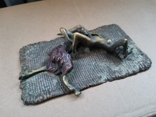 Bergman Bronze Antique Erotica Nude Girl Art  Nouveau Faun Fantasy Satyr 