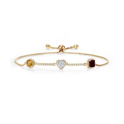 Gem Stone King Keren Hanan Round Heart Princess 18K Yellow Gold Plated Silver...