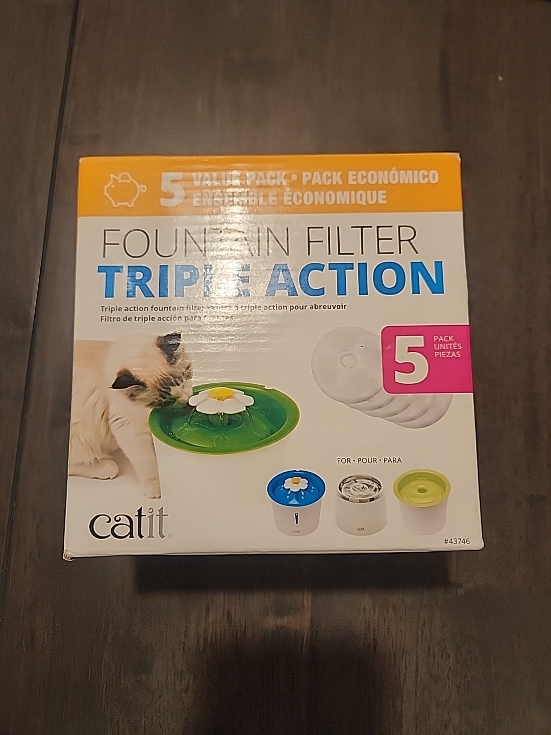 Pack Of 5 Catit 43746 Cat Water Fountain Replacement Filters - White