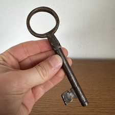 Antiker Volldorn Schl&uuml;ssel Eisen 19. Jh.? 13,1 cm Gebogener Bart Runde Reide Alt