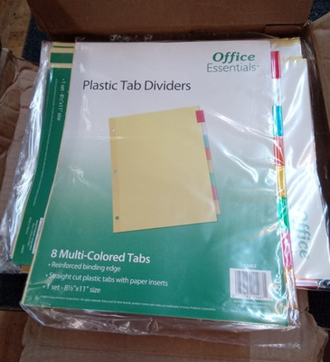 Lot of 48 Office Essentials Plastic Tab Dividers 8 1/2 x 11'' 11467 New