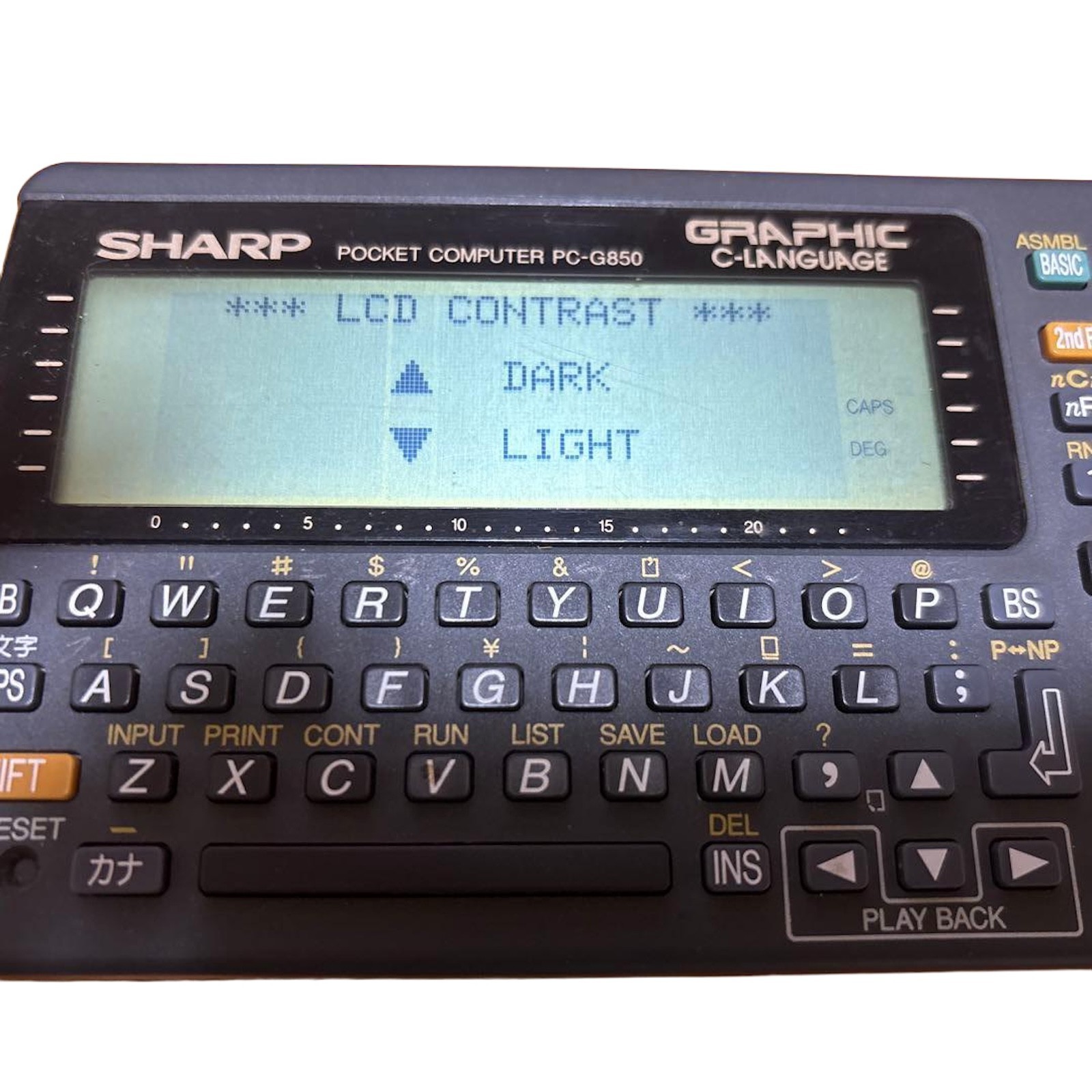 SHARP PC-G850 Vintage Pocket Computer Z80 CPU C/BASIC/ASM Graphic