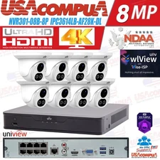 UNIVIEW IP67 8-Ch+4K NVR Network Uniview 8x4MP NDAA Audio IP Camera Security Kit