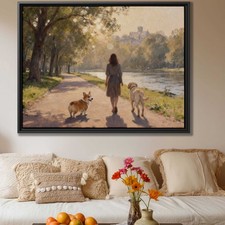 Oil Painting Corgi Canvas Print Dog Lovers Artwork Vintage Dog Wall Art Decor