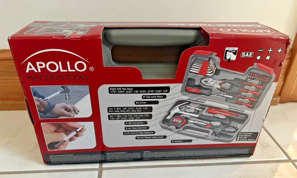 Apollo Precision Tools 39 Piece General Tool Set Plastic Toolbox Storage Case - Image 2 of 4