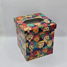 Vintage 1990s Costa Del Sol Colorful People Tissue Box Cover Plastic Bright 5.5"