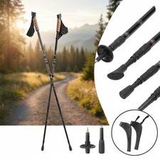 Nordic Walking Stöcke 2er Set Alu Wanderstöcke Schwarz Walkingstock Trekking 🚶