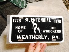 NOS Bicentennial 1976 Weatherly, Pennsylvania Basketball Booster License Plate