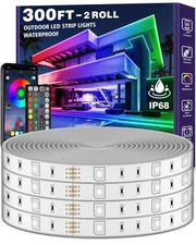 300 ft Outdoor LED Strip Lights Waterproof IP68 Outside, App & Remote Music SYNC