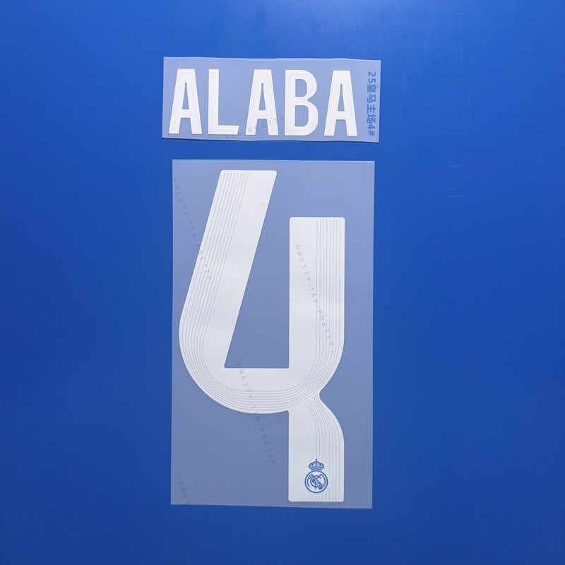 2025-26 David Alaba Player Size Soccer Shirt Nameset Name Number ID Print
