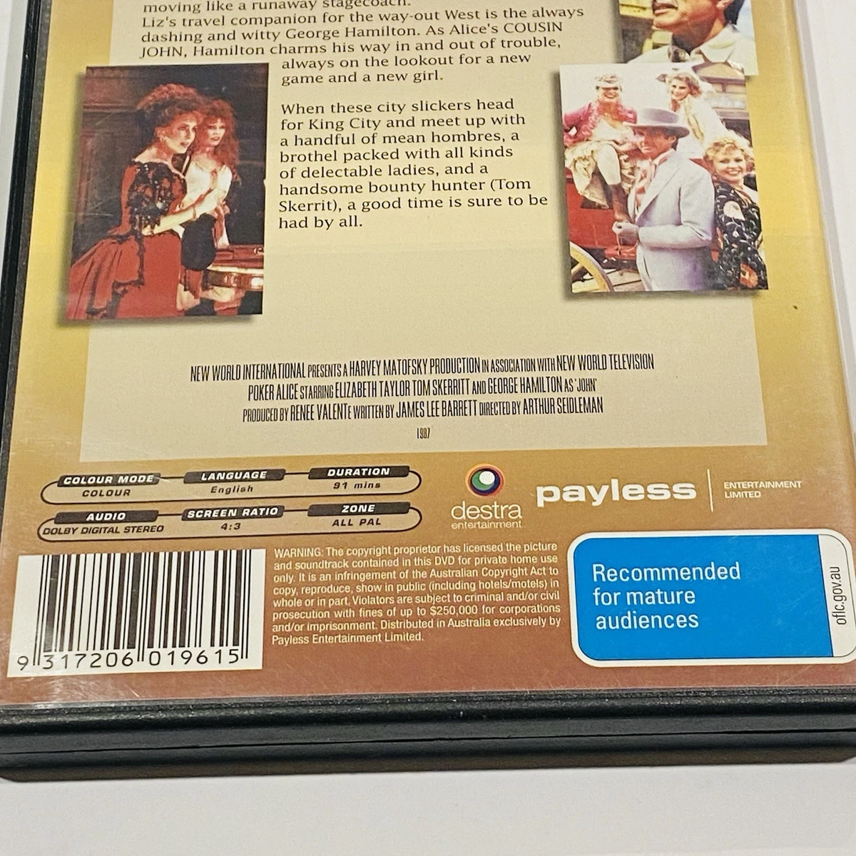Poker Alice (DVD, 1987) Elizabeth Taylor, LIKE NEW + Fast Free Post
