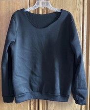 Shein Black Pullover Sweatshirt Size Small Cut Neckline