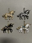 Lot Of 4 - Vintage Carousel Unicorn Lapel pin brooche costume jewelry Very Nice