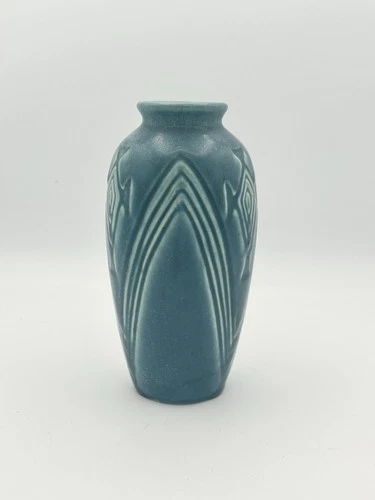 VINTAGE ROOKWOOD POTTERY ART DECO VASE SPECKLED TEAL GLAZE CA:1931 6”H EXCLNT