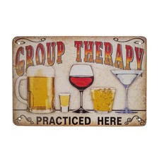 Funny Novelty Group Therapy Beer Wine Tin Wall Sign Man Cave Bar Pub Cafe Decor