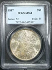 1887 MORGAN SILVER DOLLAR  $1 PCGS MS64 VAM 12A ALLIGATOR EYE TOP 100 (D312)