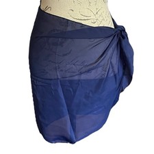 Blue Semi Sheer Women's Short Sarong Beach Swim Pool Cover Up One Size4.