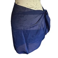 Blue Semi Sheer Women's Short Sarong Beach Swim Pool Cover Up One Size4.