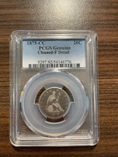 1875-CC Seated Liberty Twenty Cent Piece 20C PCGS GENUINE CLEANED FINE DETAILS