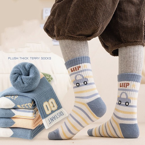 5 Pairs Toddler Kids Thicken Winter Warm Wool Thermal Casual Socks For Boys Girl - Picture 5 of 20