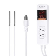 Digital Temperature Controller Dual Probe Reptile Thermostat Controlled Outle...