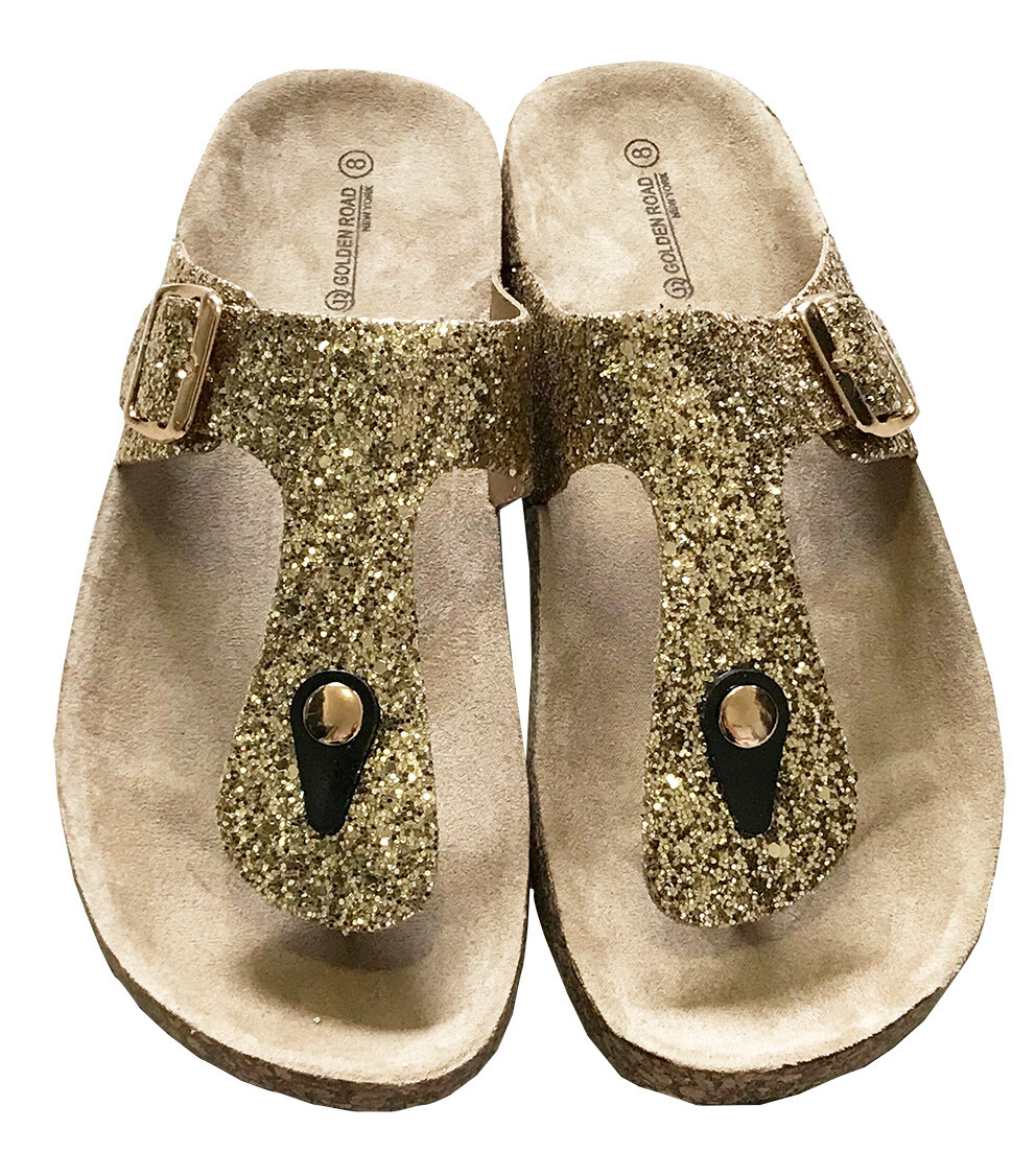 PANTOFOLA D’ORO Women Thong Glitter Sandals Shoes Flip Flop Flat Summer Slipper G Glitter 10