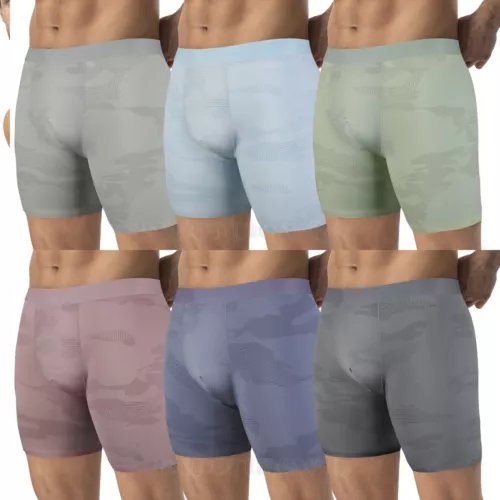 Mens Comfort Flex Fit Boxer Briefs Ultra Soft Stretch Long Leg Trunks, 3 Pack - Picture 1 of 16