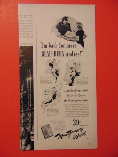 1939 BEAU-DURA UNDIES Montgomery Ward photo art print ad