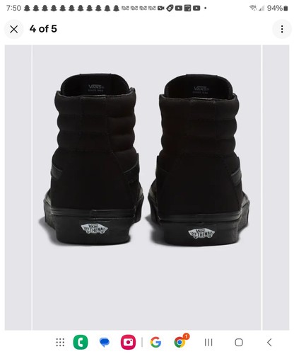 Vans SK8 HIAll Black VN000TS9BJ4 Canvas High Top Skateboard Shoes M-9 W-10.5 - Picture 5 of 5