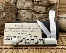 Case XX USA 2024 Natural Bone David Yellowhorse WOLF VALLEY Razor Knife & COA