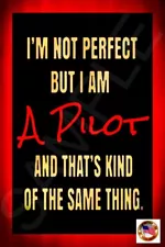 WORLDS GREATEST SIGNS! NOT PERFECT PILOT! 8"X12" METAL AIRLINE HUMOR DECOR USA