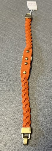 NWT Lia Sophia ACCOMPLICE BRACELET -TANGERINE BRAIDED LEATHER - FUN & STYLISH - Picture 4 of 8