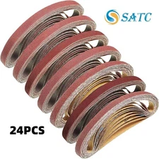 24PCS 1/2x18 in Air Belt Sander File Sanding Belts 40 60 80 120 180 240 Grit