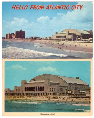 2 Postcards: Atlantic City, NJ Convention Hall & Beach | eBay