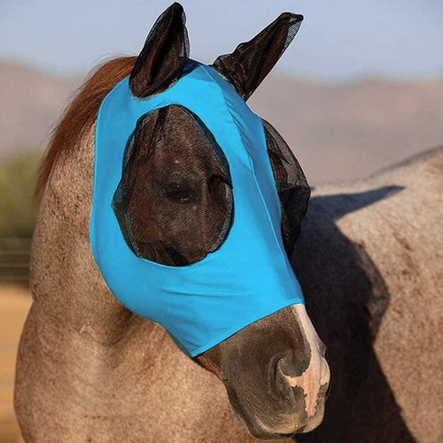 1Pc Horse Face Mask Anti Fly Breathable Stretch Knitted Mesh Anti Mosquito Ma*5S - Picture 10 of 11
