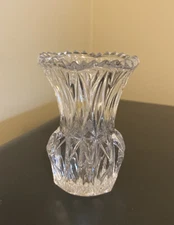 3” clear cut glass bud vase