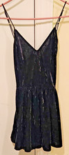 Wet Seal Women's Crushed Velvet Black Spaghetti Strap Little Black Dress Small