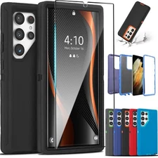 For Samsung Galaxy S25 Ultra 24 23 22 + Shockproof Case Cover+Screen Protector