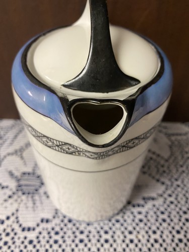 Antique Noritake China N953 TEA POT & LID Blue & Black Floral Spray Heart Spout - Picture 4 of 8